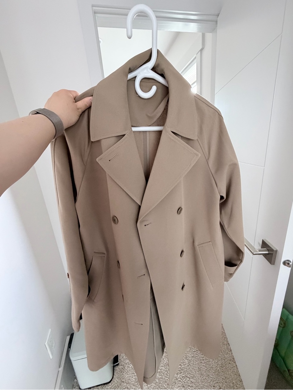 Muji Classic Double-Breasted Trench Coat in Beige (never worn, new)